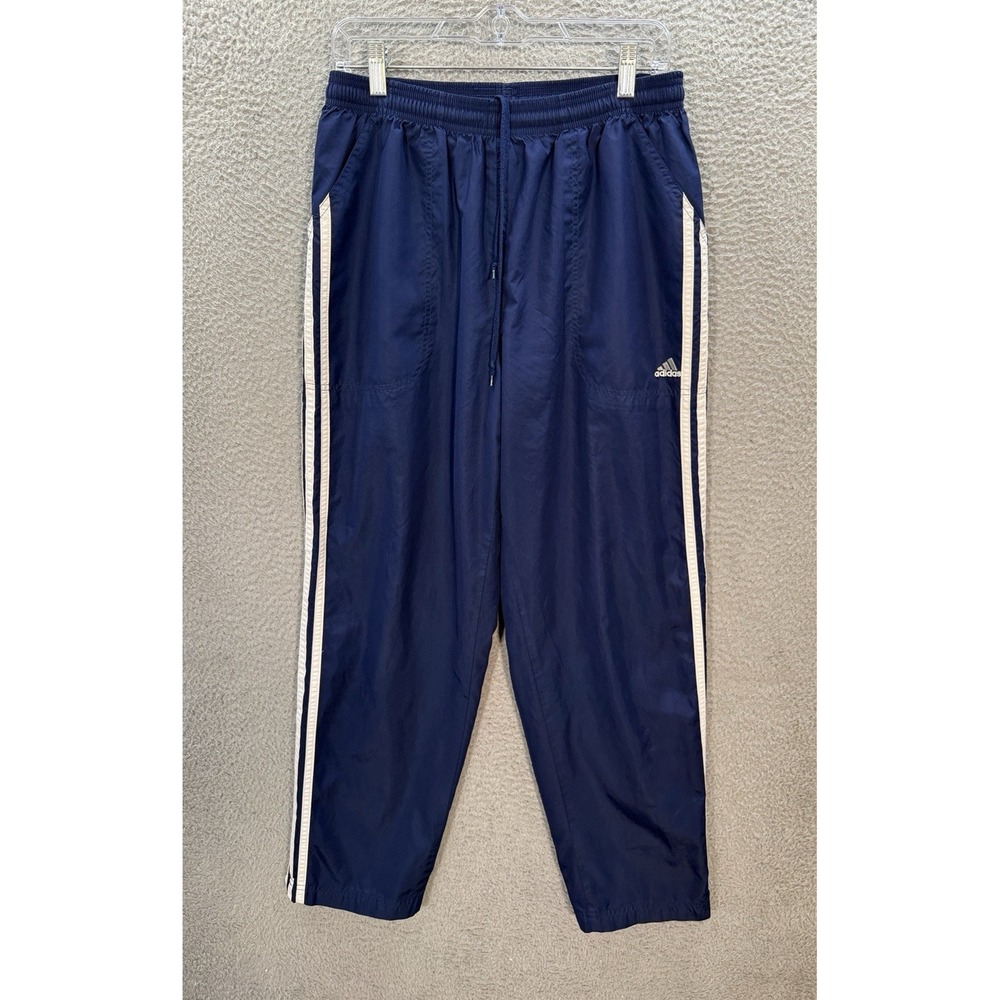 Vintage Adidas Track Pants Adult M Blue White Windbreaker Streetwear 90s Y2K